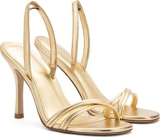 Larroude Womens Annie Sandal In Gold Metallic Leather