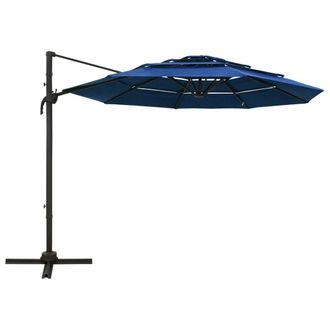 Berkfield Home 4-Tier Parasol with Aluminium Pole Azure Blue 3x3 m