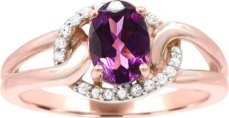 Diamond2Deal 10K Rose Gold Purple Garnet and Diamond Engagement Ring ( 0.90Ct)