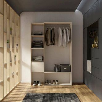 Dmora Dmora - Gran Armario Tsuruhime, Muebles De Dormitorio, Vestidor, Armario De Ropa, 119x40 H183 Cm, Roble