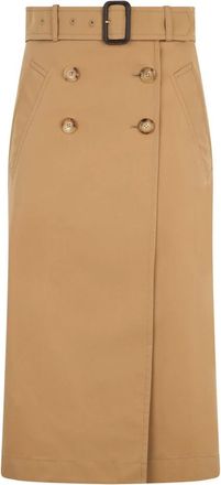 Moschino Rokken, Dames, Beige, 2Xl, Katoen, Midi rok met riem en zakken