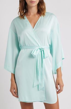 Open Edit Get Ready with Me Satin Robe in Teal Fair at Nordstrom, Size X-Small