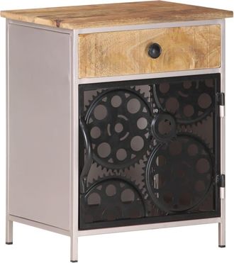 vidaXL Mesita De Noche De Madera De Mango Rugosa 40x30x50 Cm Vidaxl