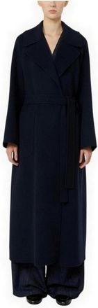 Max Mara Doris Wollen Badjasjas - Dames - Jas met riem - Blauw - XS - Wol - Jassen