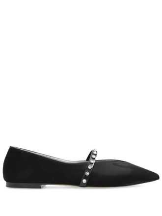 フラットシューズ Alexander Mcqueen Leather Ballerina Flats With Pointed Toe Punk Ballet Flats - Alexander Mcqueen - Leather - Black/Silver