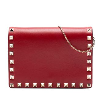 Valentino Pre-owned Valentino Leather Rockstud Chain Pouch Ladies LUNM0GVR2DCFZXYU