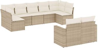 vidaXL Set De Sof&aacute;s De Jard&iacute;n 9 Pzas Con Cojines Rat&aacute;n Sint&eacute;tico Beige Vidaxl