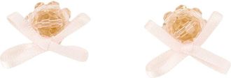 Simone Rocha Petite Bow Daisy Earrings - Crystal - Pink