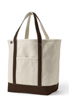 Lands End Open Top Canvas Tote Bag in Natural/brown Root at Nordstrom, Size Medium