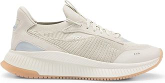 HUGO BOSS Heren TTNM EVO Leren Trainers (Beige)