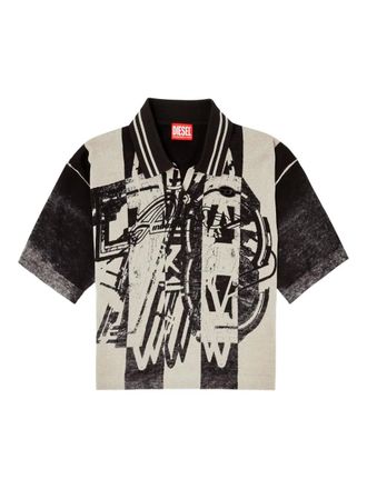 Diesel M-Oliba abstract-print polo shirt - women - Cotton - L - Neutrals