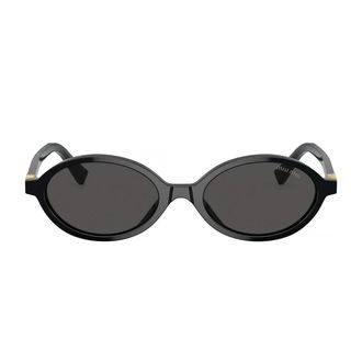 Miu Miu Black Regard Acetate Oval Sunglasses
