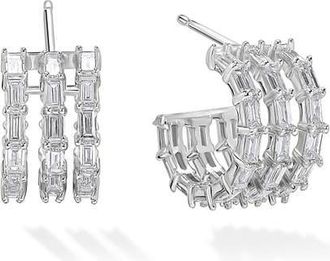 Lana Jewelry 14K Gold Triple Row Baguette Diamond Hoop Earrings in White Gold at Nordstrom