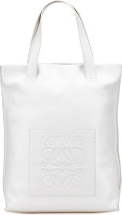 Loewe Pre-owned Womens Anagram Tote Embossed Logo - White Leather - One Size