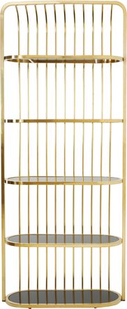 Premier Housewares Elegant Gold Finish Cage Design Bookshelf, Spacious Slimline Bookshelf, Functional Sleek Shelf For Books