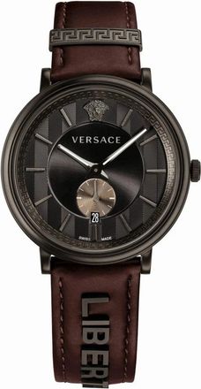 Versace Vbq 040017 V-Circle Horloge - Heren - Horloges - Bruin - ONE Size - Leer - Accessoires