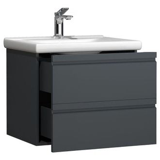 ebuy24 Ebuy24 - vcm 2 pz Lavabo Lavabo 60 cm Set mobili bagno con lavabo in ceramica cassetti senza manico Set completo Silora l (antracite)