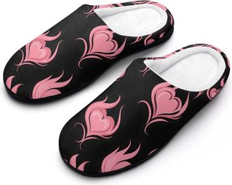 Generic Flame Hearts Mens Slipper Slip On Winter Warm House Slippers Shoes Indoor Outdoor