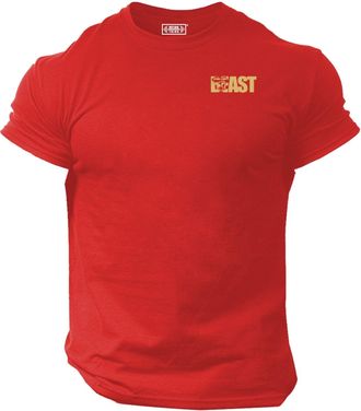 Generic Beast Gorilla T Shirt Pocket Gym Clothing Bodybuilding Training Workout Exercise Boxing MMA Gymwear Top (UK, Alpha, XL, Regular, Regular, RED (Gold Pr