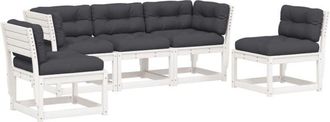vidaXL Vidaxl - Set Divani Giardino 5pz con Cuscini Bianco Legno Massello Pino