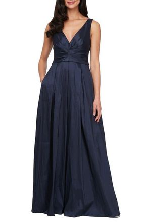 Alex Evenings Sleeveless Stretch Taffeta Gown in Dark Navy at Nordstrom, Size 18