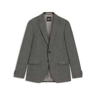 HUGO BOSS Blazers, male, Gray, XL, Gray Micro-Pattern Slim Fit Jacket