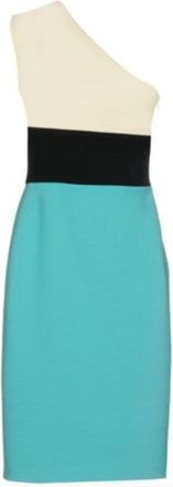 FAUSTO PUGLISI Wool & Silk Blend Colour Block One Shoulder Dress Size S