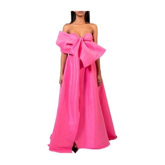 Doris S Fuchsia Lange Jurk met Zijsplit - Dames - Avondkleed - Roze - 2XS - Kleedjes