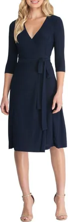 Kiyonna Essential Midi Wrap Dress in Nouveau Navy at Nordstrom, Size X-Large