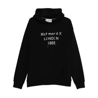 John Richmond Hoodies, male, Black, Size: XL Black Sweater Collection