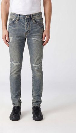 Purple Jeans P001 slim fit in denim stretch con dettagli effetto usurato