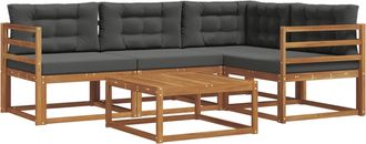 vidaXL Conjunto De Sof&aacute;s De Exterior 5 Uds. Natural Y Antracita Vidaxl