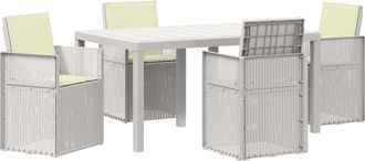 vidaXL Conjunto De Comedor De Jard&iacute;n 5 Uds. Blanco Y Crema Pp Vidaxl
