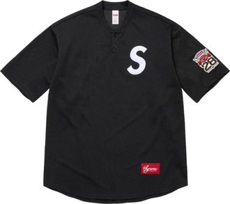 SUPREME SS26 Tokyo Shop S Logo Baseball Henley Black SUP-SS26-344-BLK
