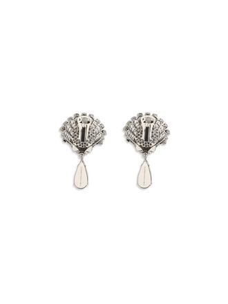 Alessandra Rich Womens Crystal Drop Earrings Cry Silver Metal Metallic Metallised