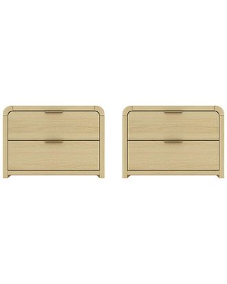 Manhattan Comfort Set Of 2 Grace Modern Nightstands With 4 Drawers