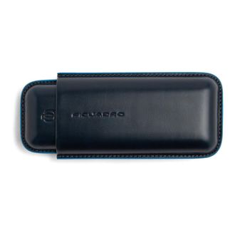 Piquadro Leren sigarenhouder met twee compartimenten - Heren - Accessoires - Blauw - Maat: ONE Size Katoen