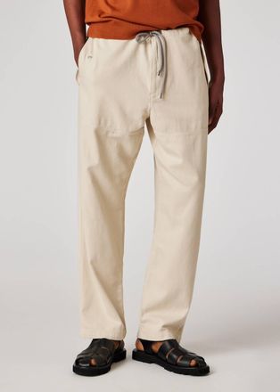 Paul Smith Relaxed-Fit Ecru Cotton-Linen Trousers In Beige