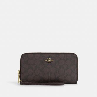 Coach Long Zip Around Wallet With Detachable Card Case In Signature Canvas
