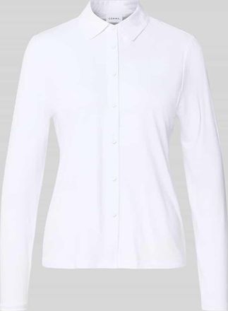 Comma Slim Fit Hemdbluse mit durchgehender Knopfleiste in Weiss, Größe 40