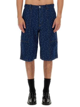Maison Kitsun&eacute; Denim Printed Shorts