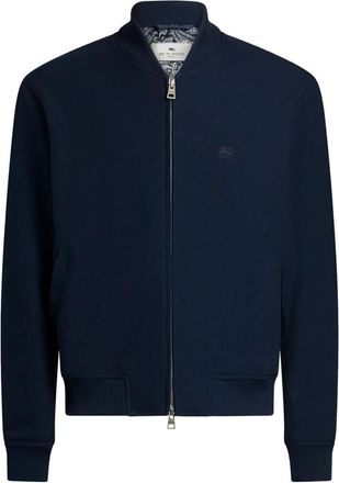 Etro Cotton Bomberjack met Pegaso-borduursel - Heren - Bomber jackets - Blauw - 2XL - Katoen - Jassen