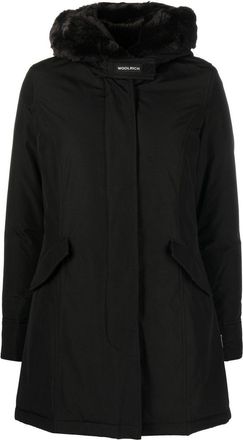 Woolrich Beaker hooded parka - women - Cotton/Polyamide/Polyester/Polyester/Acrylic/Feather/Duck Down - S - Black