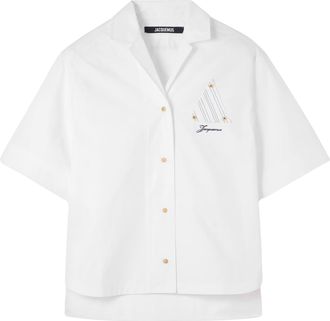 Jacquemus White Oversized Camp Collar Cotton Shirt