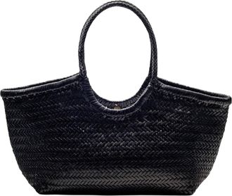 Dragon Diffusion Nantucket Basket Big Black Handwoven Buffalo Leather Tote Bag