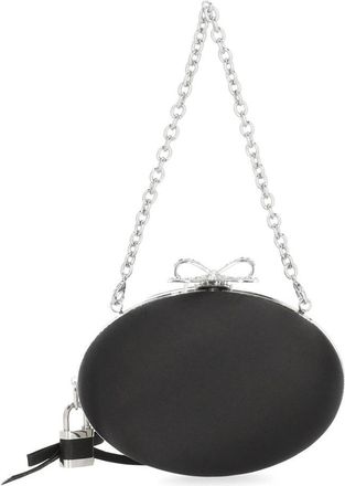 Self Portrait Black Spherical Handbag with Glitter Bow Closure