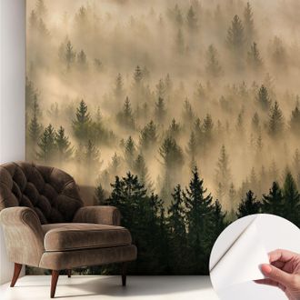 Tulup Carta Da Parati Autoadesiva Moderna - Fotomurale - Lavabile - Ufficio - Design Moderno - Nebbia Nella Foresta 250x250 Cm