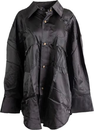 Vaquera Blouse met opgestikte zak en patchwork - Grijs