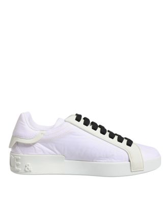 Dolce & Gabbana White Nylon Leather Low Top Sneakers Mens Shoes