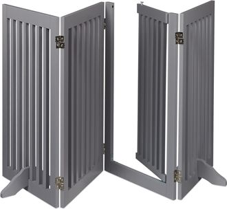 Relaxdays Relaxdays Barrera Seguridad Perros, Valla Protectora, Puerta, 92x206cm, Plegable, Cerca Protecci&oacute;n Mascotas, Gris